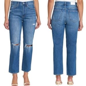 pistola Blue Distressed High-Rise Cropped Jeans